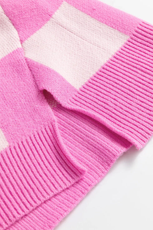 'Galena' Pink Checkered Sweater - Celes Fashion